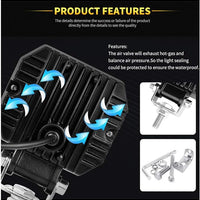 Universal 3 inch Square Shape Blue Angel Eye DRL White Light With Flasher 1 Pc