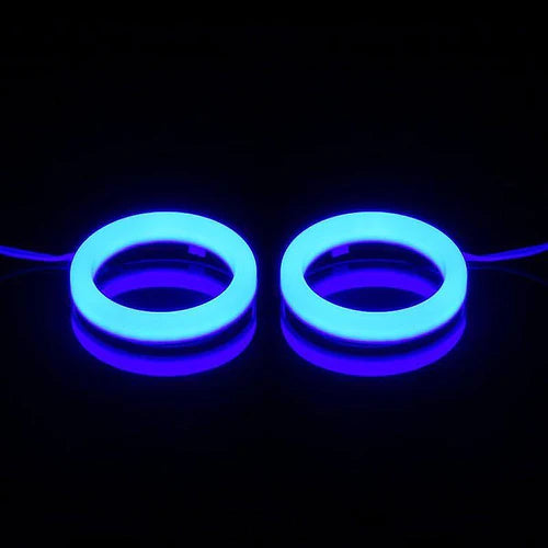 Universal Angel Eye Ring 70mm Blue Color With Cotton Plastic Cover LED For Car Headlight 2 Pcs Set