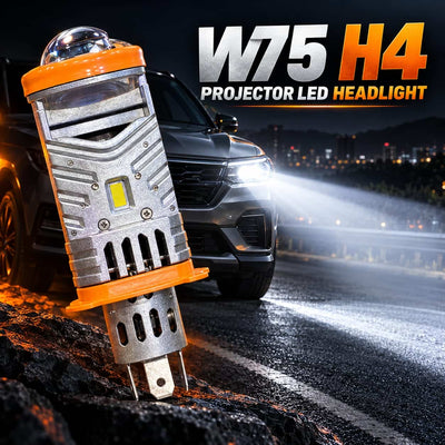 75W H4 Headlight Projector Lens White Colour Hi-Low Projector Light 1 Pc