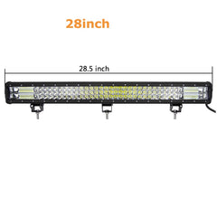 28 Inch Straight Bar Light Tri-Row Style Down Brackets