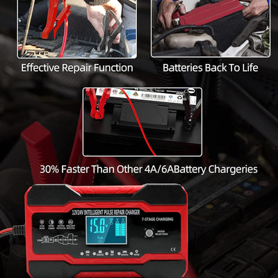 Universal 12V/6A AC To DC Car Trickle Charger With LCD Display Pulse Repair Charger 1 Pc