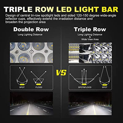 44 Inch curve Bar Light With Side Brackets Tri Row Style