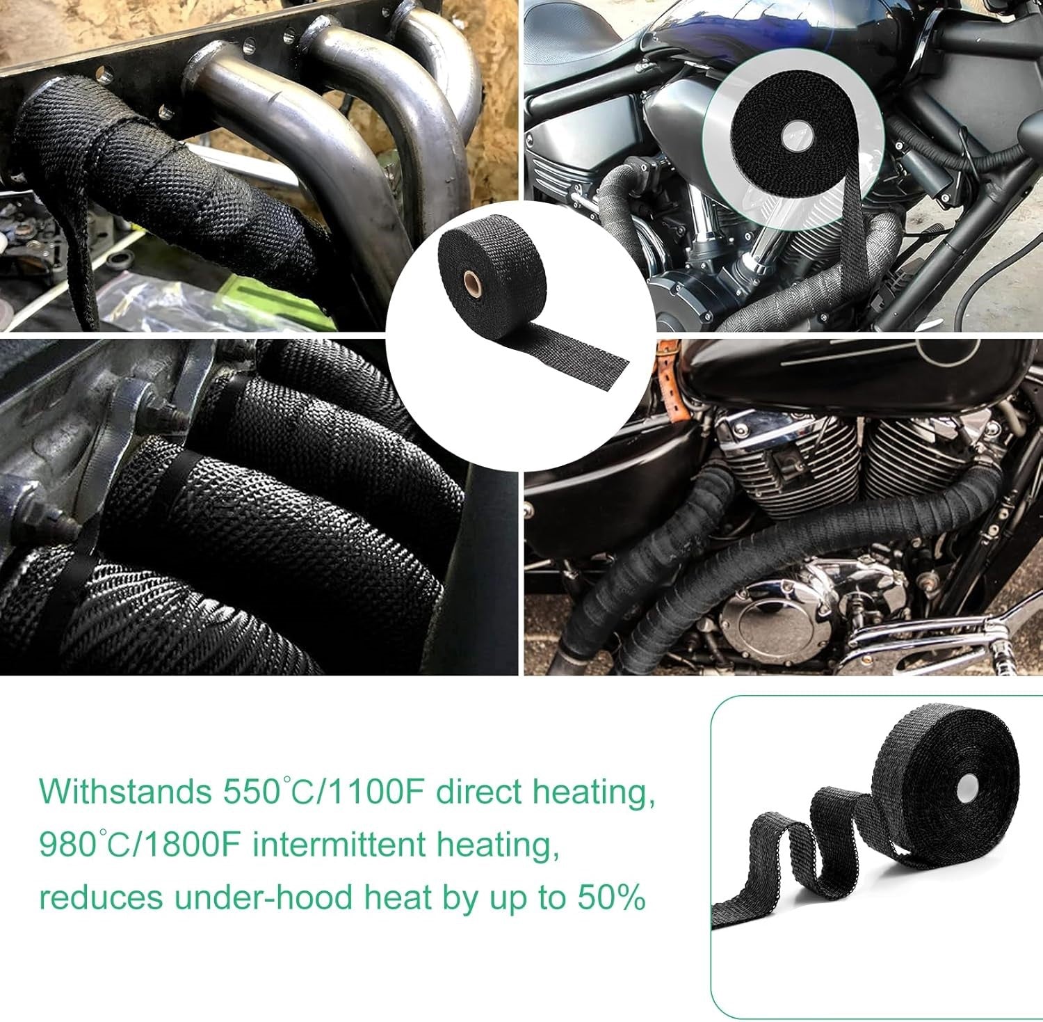 Universal Exhaust Heat Wrap Turbo Pipe Heat insulation Wrap 1 Pc (black)