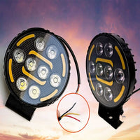 1 Pc 8-Led Round M08 Flood Light Auxiliary White Yellow DRL Fog Lamp Off-Road Vehicle Car, Van, Truck LED