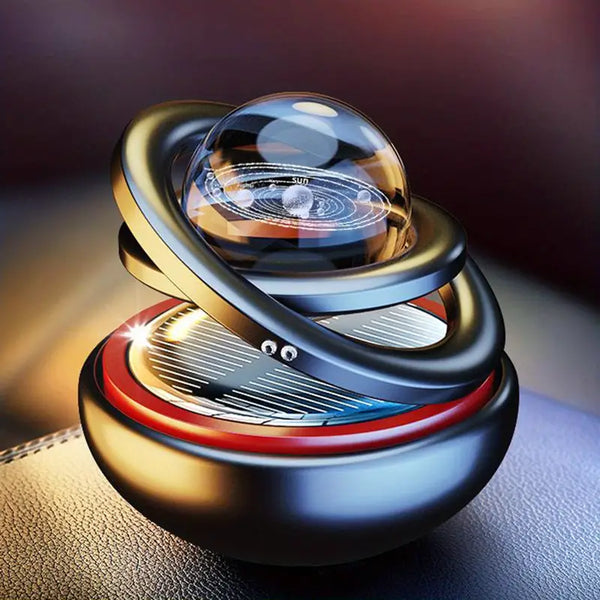 Universal Solar Power Car Perfume Air Freshener 360° Rotating Car Perfume Solar Energy Fragrance Car 1 Pc (Black)