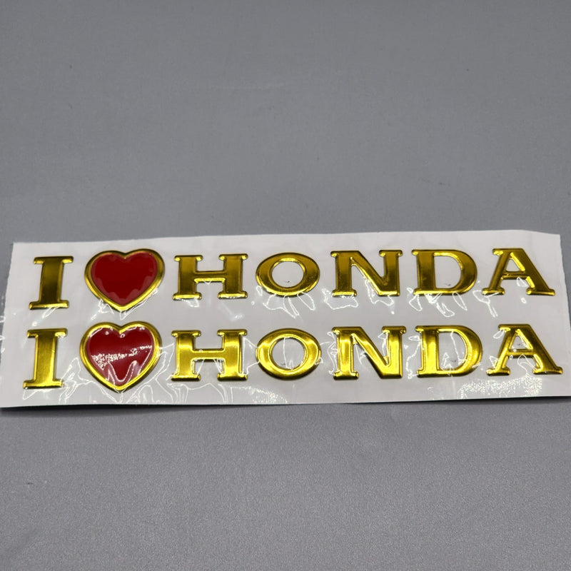 I Love Honda Metal PATRI Sticker & Decal 2 Pcs Set For Bike Car Jeep
