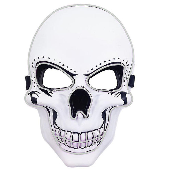 Universal Devil Head Neon Halloween Mask, Led Purge Mask 3 Lighting Modes For Costplay 1 Pc(White)