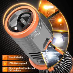 2 Pcs Set A80 Pro Max LED Headlight Bulbs with Mini Projector Lens Hi-Lo H4 Projector Lens