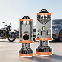 2 Pcs Set A80 Pro Max LED Headlight Bulbs with Mini Projector Lens Hi-Lo H4 Projector Lens