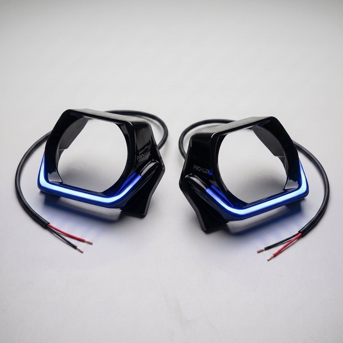 Universal Hexagon Shape Shrouds Bezel Covers with Blue LED Daytime Running Lights