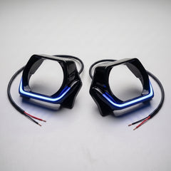 Universal Hexagon Shape Shrouds Bezel Covers with Blue LED Daytime Running Lights