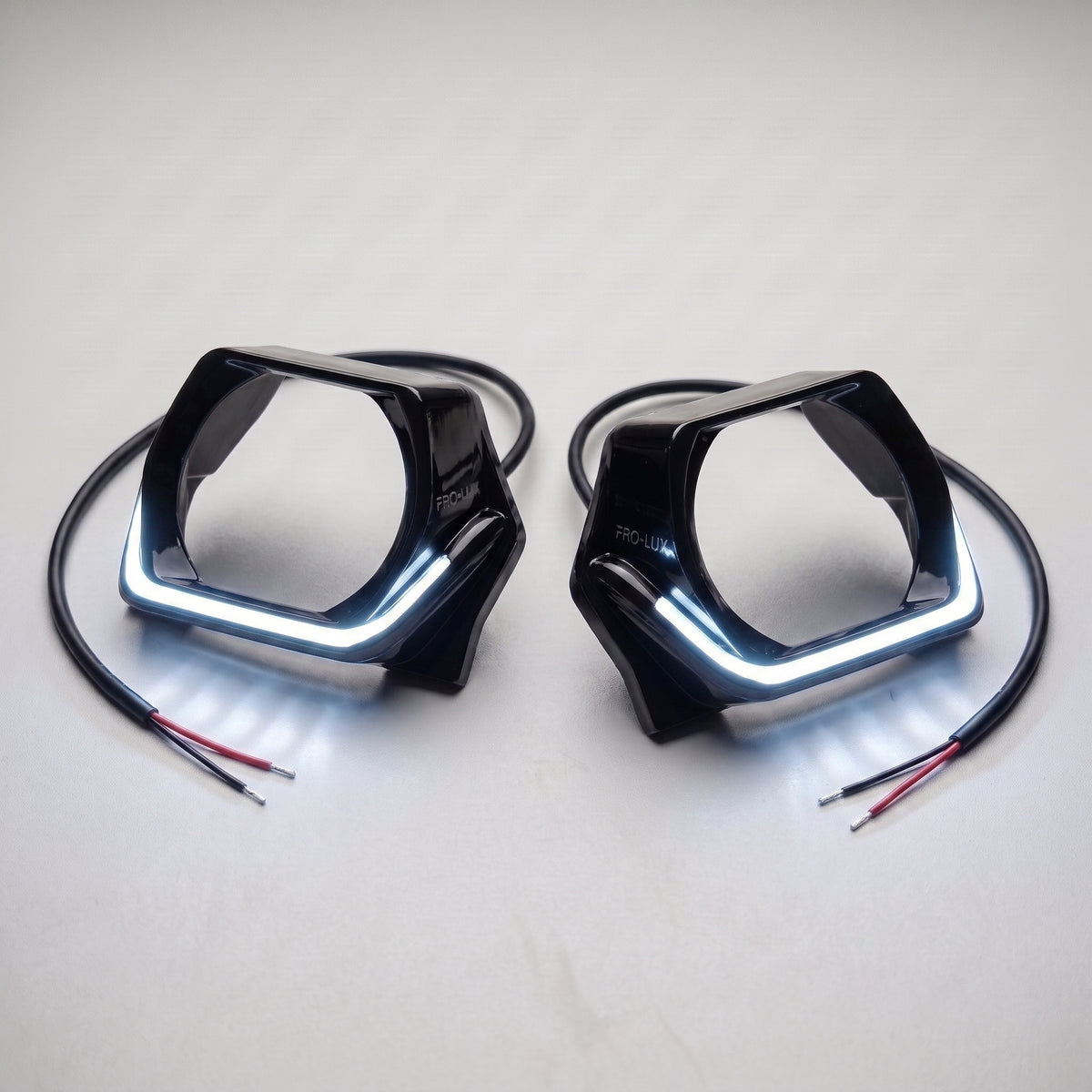 Universal Hexagon Shape Shrouds Bezel Covers With White LED Daytime Running Lights
