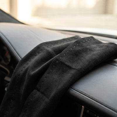 Universal Hand sewing Top Alcantara Steering Wheel Cover 1 Pc (Black)