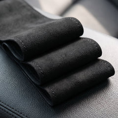Universal Hand sewing Top Alcantara Steering Wheel Cover 1 Pc (Black)