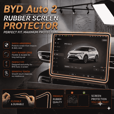 BYD Atto 2 Display Screen Silicone Rubber Protection LCD Edges Protector (Black)
