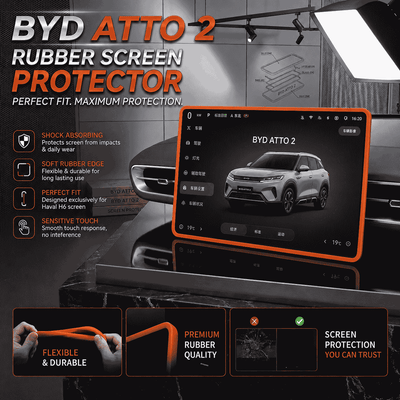 BYD Atto 2 Display Screen Silicone Rubber Protection LCD Edges Protector (Brown)