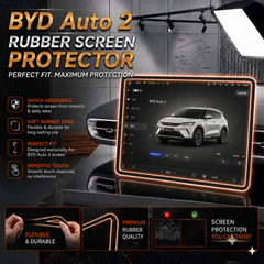 BYD Atto 2 Display Screen Silicone Rubber Protection LCD Edges Protector (Black)