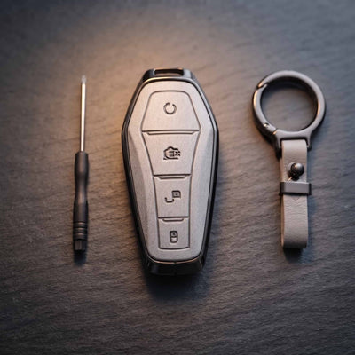 BYD Atto 2 Elite Series Metallic Car Key Case Luxury Zinc Alloy Protection Case(Grey)