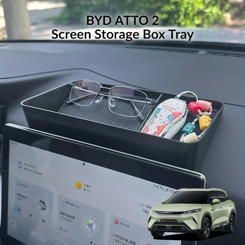 BYD Atto 2 Screen Storage Box Tray With Non-Slip Rubber Mats ST-39