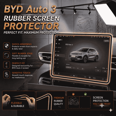 BYD Atto 3 Display Screen Silicone Rubber Protection LCD Edges Protector (Black)