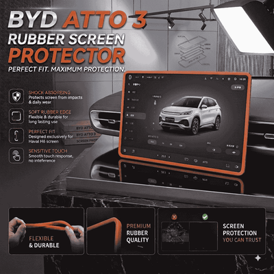 BYD Atto 3 Display Screen Silicone Rubber Protection LCD Edges Protector (Brown)
