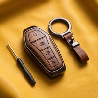 BYD Atto 3 Elite Series Metallic Car Key Case Luxury Zinc Alloy Protection Case(Brown)