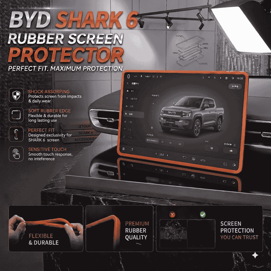BYD Shark 6 Display Screen Silicone Rubber Protection LCD Edges Protector (Brown)