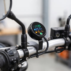 Bike Digital Clock 5 In 1 Time/Stop Watch With Voltmeter-Temperature Gauge Dual USB Charger Waterproof