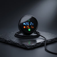 Bike Digital Clock 5 In 1 Time/Stop Watch With Voltmeter-Temperature Gauge Dual USB Charger Waterproof