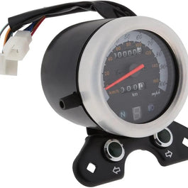 Bike Speedometer Cafe Racer Style with LED Indicator, Dual Odometer & Tachometer