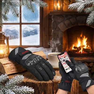 Bike Winter Gloves Touchscreen Compatible with Hard Knuckle Protection Pair