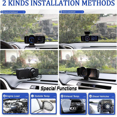 Car A600 HUD Display, OBD2+GPS Smart Gauge HD 3 LCD Screen Display Adjustable Bracket, Speed KM/H RPM Voltage Car Digital Speedometer For All Cars With OBD