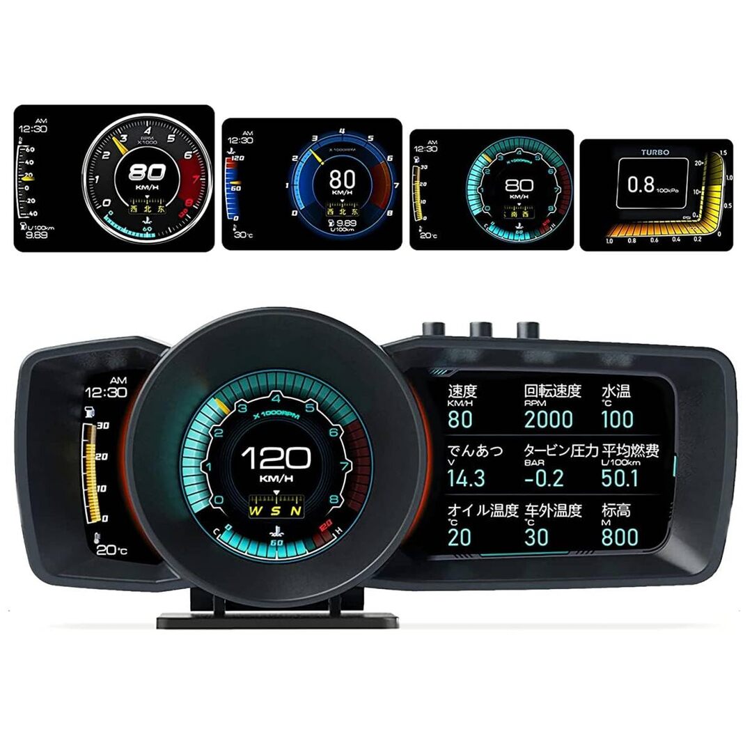 Custom Auto Display Car A600 HUD Display, OBD2+GPS Smart Gauge HD 3 LCD Screen Display Adj ...
