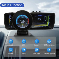Car A600 HUD Display, OBD2+GPS Smart Gauge HD 3 LCD Screen Display Adjustable Bracket, Speed KM/H RPM Voltage Car Digital Speedometer For All Cars With OBD