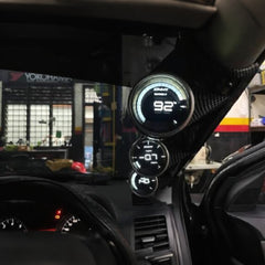 Car 12V 3in1 Carbon Fiber DEFI Triple Pillar Gauge Meter Volt & Water Temp & RPM For Car 1 Pc
