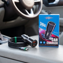 GMKA Super Fast Car Charger 30W PD 3.0 QC Power Quick Charge With 120W Charging Cable For Car