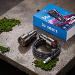 GMKA Super Fast Car Charger 30W PD 3.0 QC Power Quick Charge With 120W Charging Cable For Car