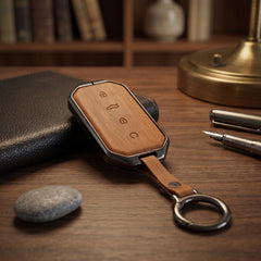 Jaecoo J5 Model Elite Series Metallic Car Key Case Luxury Zinc Alloy Protection Case(Brown)
