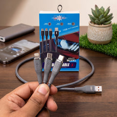 Universal GMKA 3in1 Premium Multifunctional Super Fast Charging Cable With Data Transfer Function