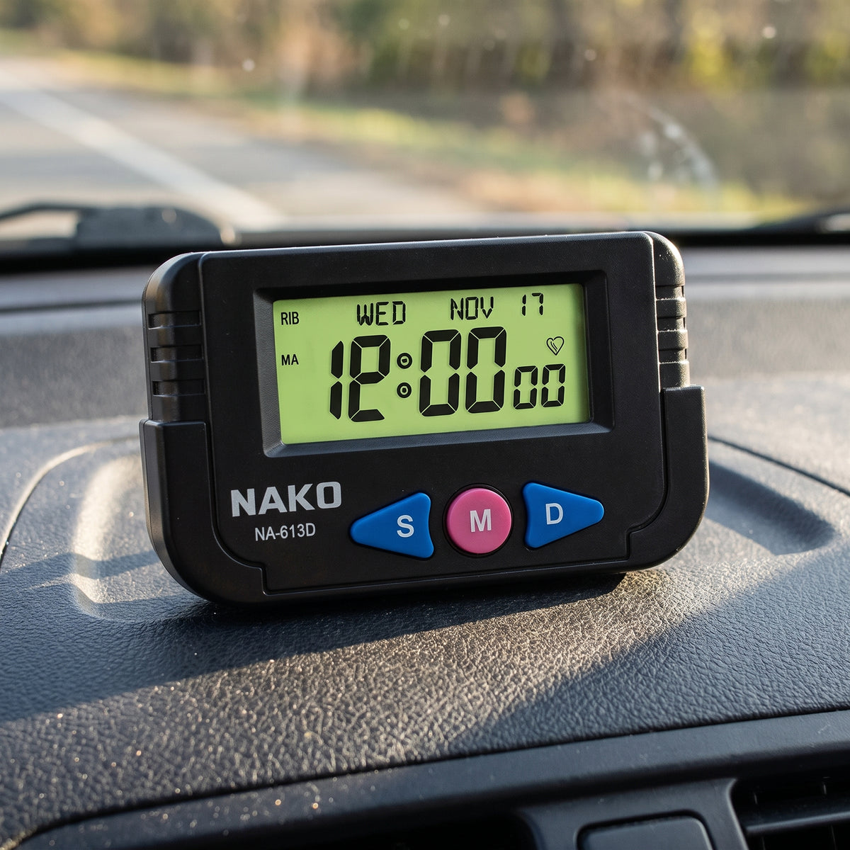 Universal Stick-On Mini Digital Vehicle Clock with Built-In Calendar Alarm Function