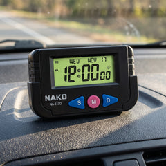 Universal Stick-On Mini Digital Vehicle Clock with Built-In Calendar Alarm Function