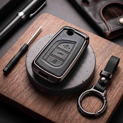 Corolla 2015 Grandy Model Elite Series Metallic Car Key Case Luxury Zinc Alloy Protection Case(Black)