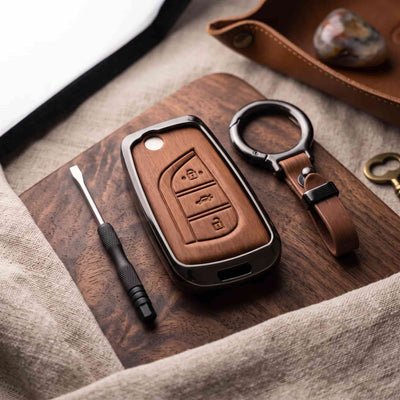 Corolla 2015 Grandy Model Elite Series Metallic Car Key Case Luxury Zinc Alloy Protection Case(Brown)