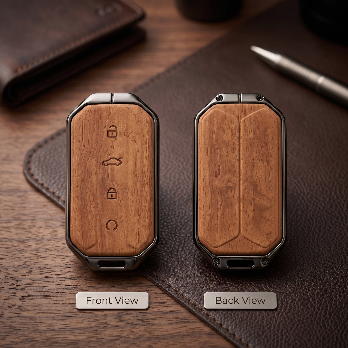Jaecoo J5 Model Elite Series Metallic Car Key Case Luxury Zinc Alloy Protection Case(Brown)