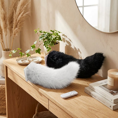 Cute Cat Electric Swing Tail Black Remote Control Movable Model Electric Bike Motorcycle and Car Universal