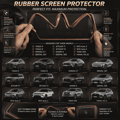 Tiggo 9 Display Screen Silicone Rubber Protection LCD Edges Protector (Brown)