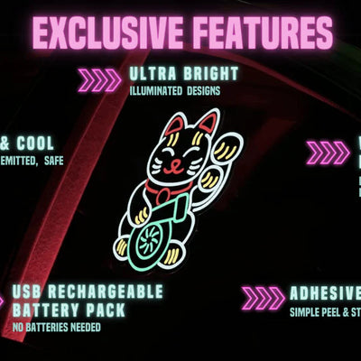 RICH CAT LED Car Window Sticker Windshield Electric Safety Decal Decoration Sticker Auto 1 Pc