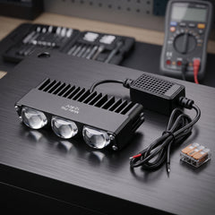 Economy Series Ultra Slim 3 Lens Landscape Style Grill LED Fog Light 1 Pc