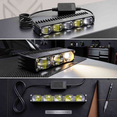 Economy Series Ultra Slim 5 Lens Landscape Style Grill LED Fog Light 1 Pc