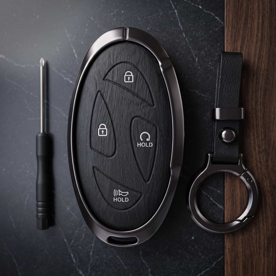 Elantra New Elite Series Metallic Car Key Case Luxury Zinc Alloy Protection Case(Black)